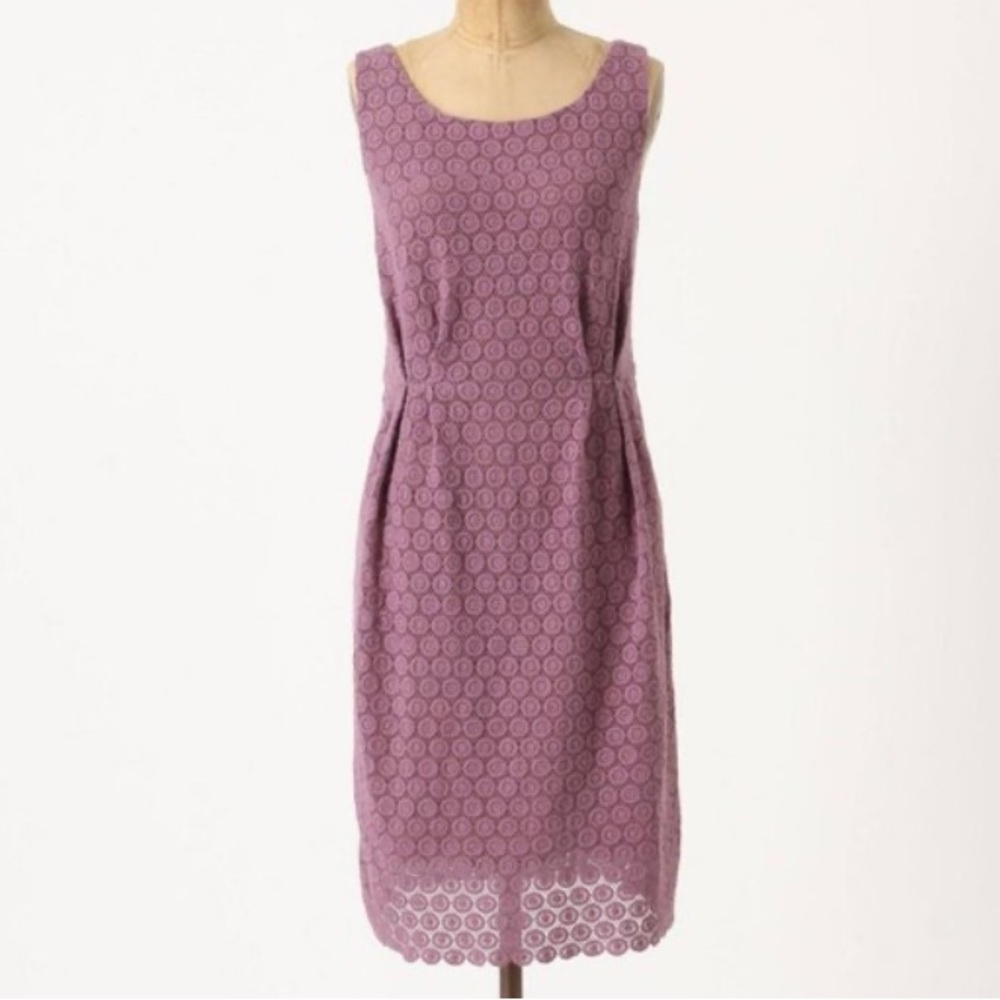 Anthropologie Maeve Mauve Lace Dress Size 6